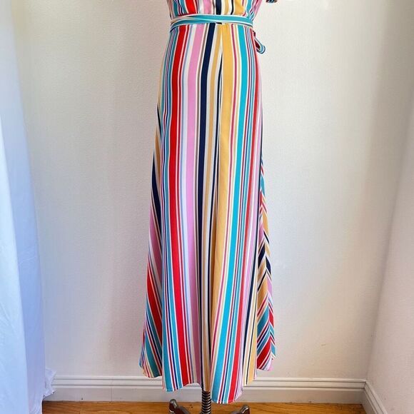 Louna Meghan Striped Multicolor Maxi Wrap Dress Size Small RTR Chic & Flowy - Picture 9 of 14